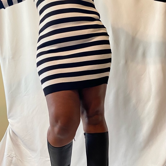 Puffed Sleeve Striped Sweater Dress - Picture 3 of 4